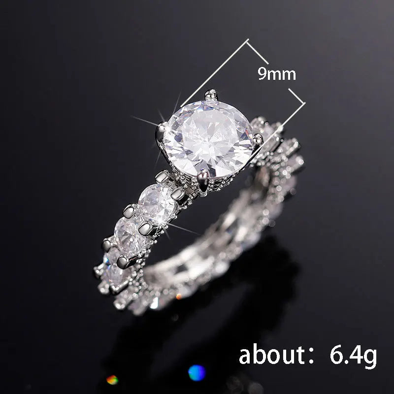 Anillo de Diamantes Oro Blanco Talla Redonda Brillante Natural