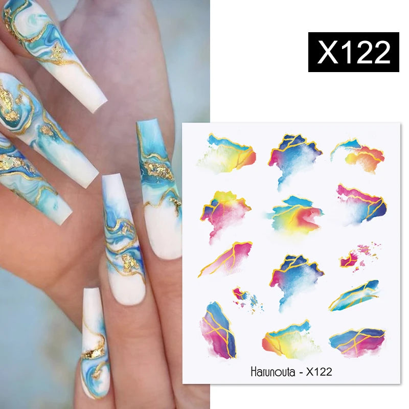 Black Lines Flower Leaf Water Decals Stickers