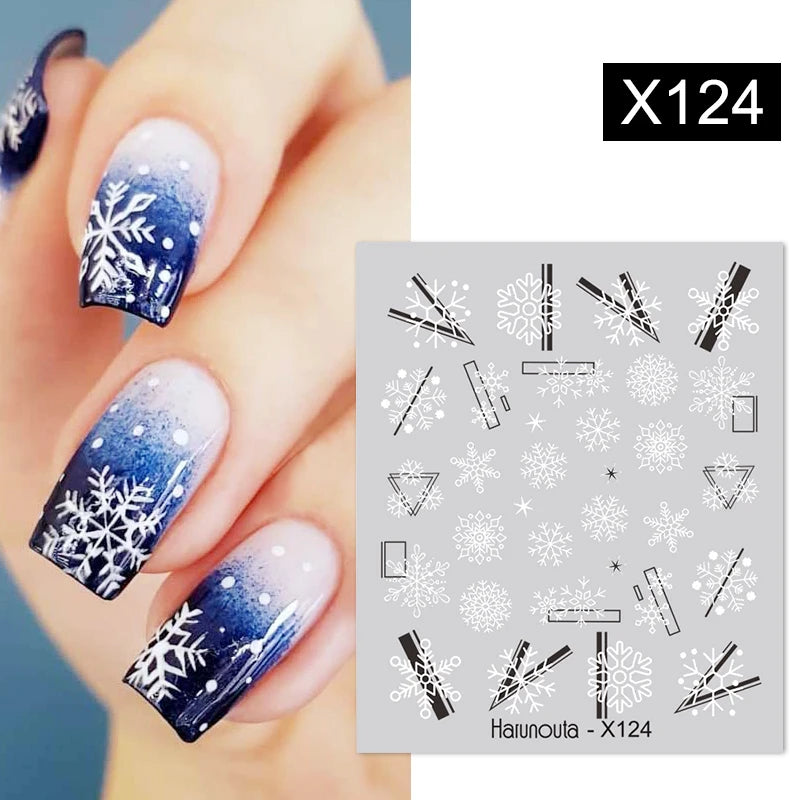 Black Lines Flower Leaf Water Decals Stickers