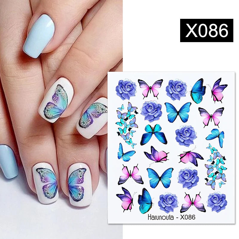 Black Lines Flower Leaf Water Decals Stickers