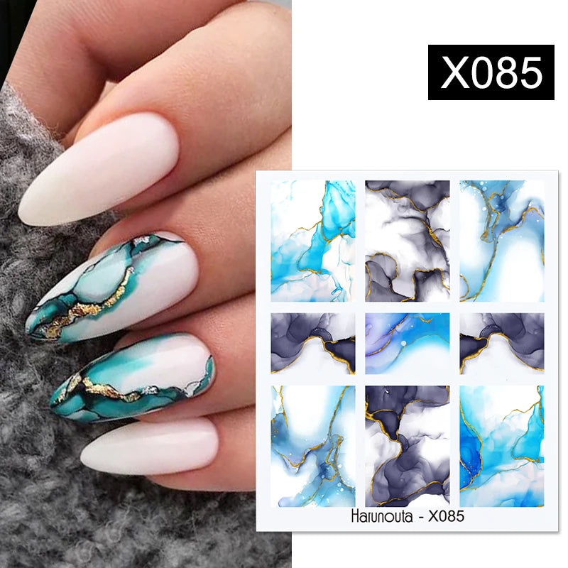 Black Lines Flower Leaf Water Decals Stickers