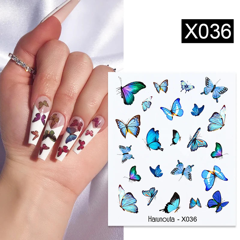 Black Lines Flower Leaf Water Decals Stickers