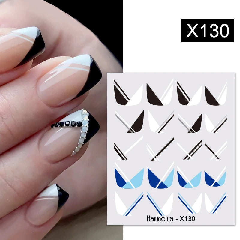 Black Lines Flower Leaf Water Decals Stickers