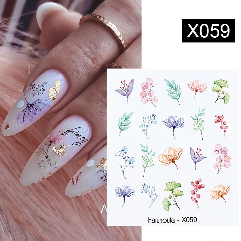Black Lines Flower Leaf Water Decals Stickers