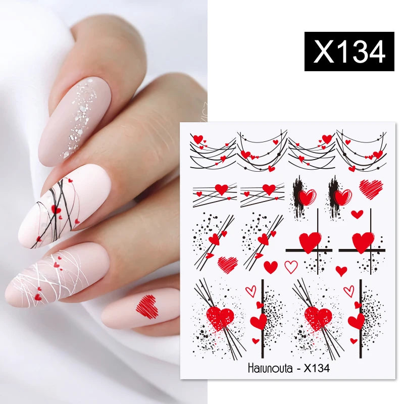 Black Lines Flower Leaf Water Decals Stickers
