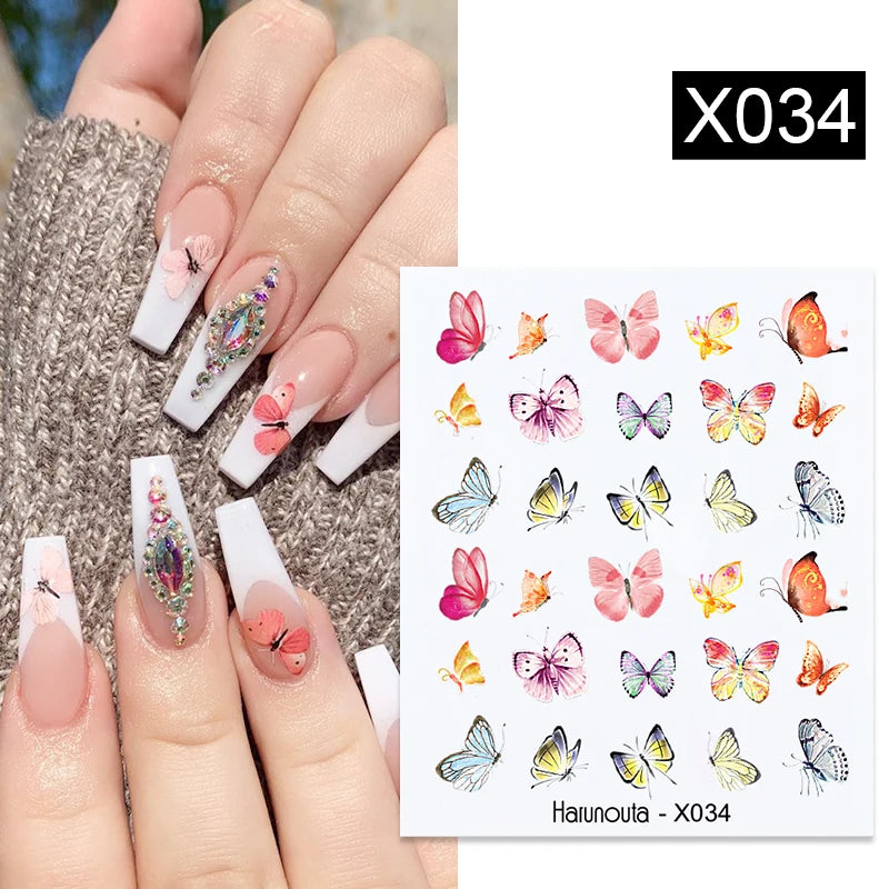 Black Lines Flower Leaf Water Decals Stickers
