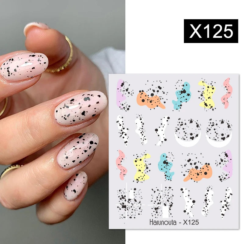 Black Lines Flower Leaf Water Decals Stickers