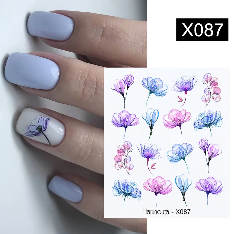Black Lines Flower Leaf Water Decals Stickers