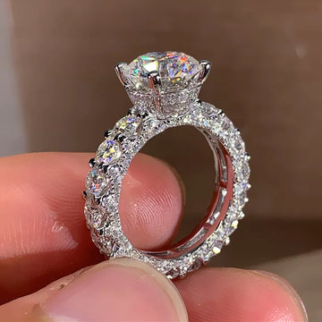 Diamond Ring White Gold Natural Round Brilliant Cut