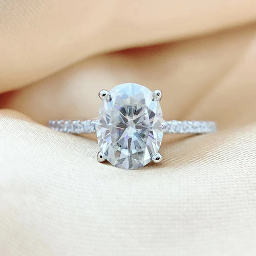 Anillos de moissanita con corte ovalado Smyoue de 1, 2 y 3 quilates, color D, para mujer, banda de boda de diamantes de laboratorio, joyería de plata esterlina 925