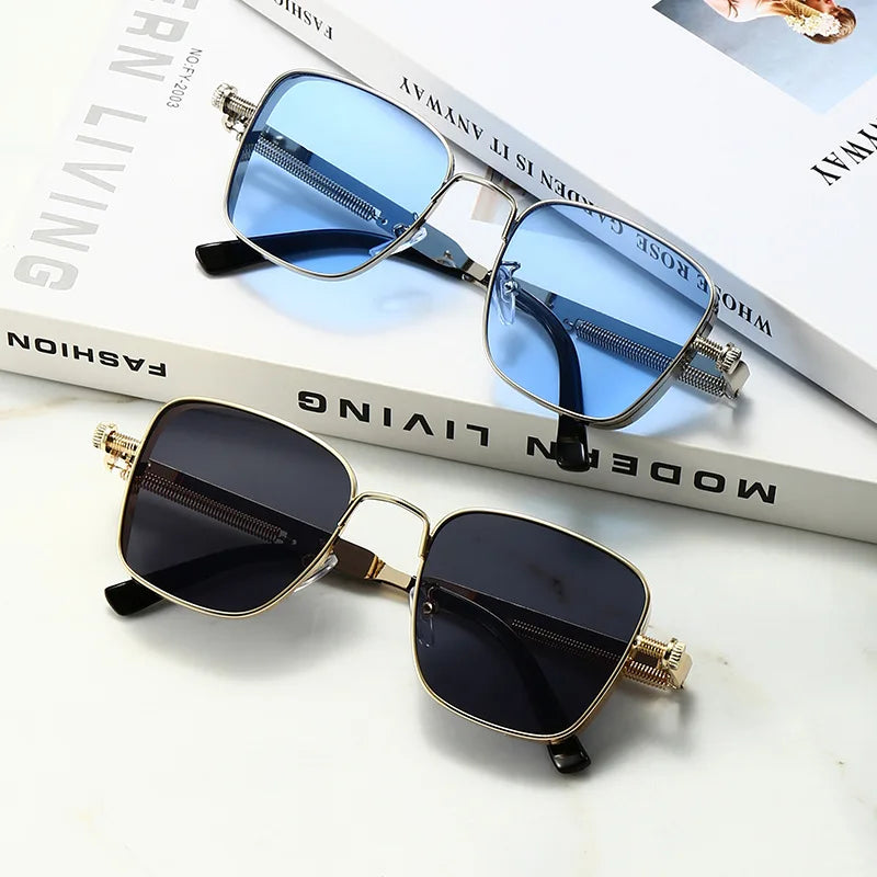 Gafas de sol para hombre Steampunk retro cuadradas