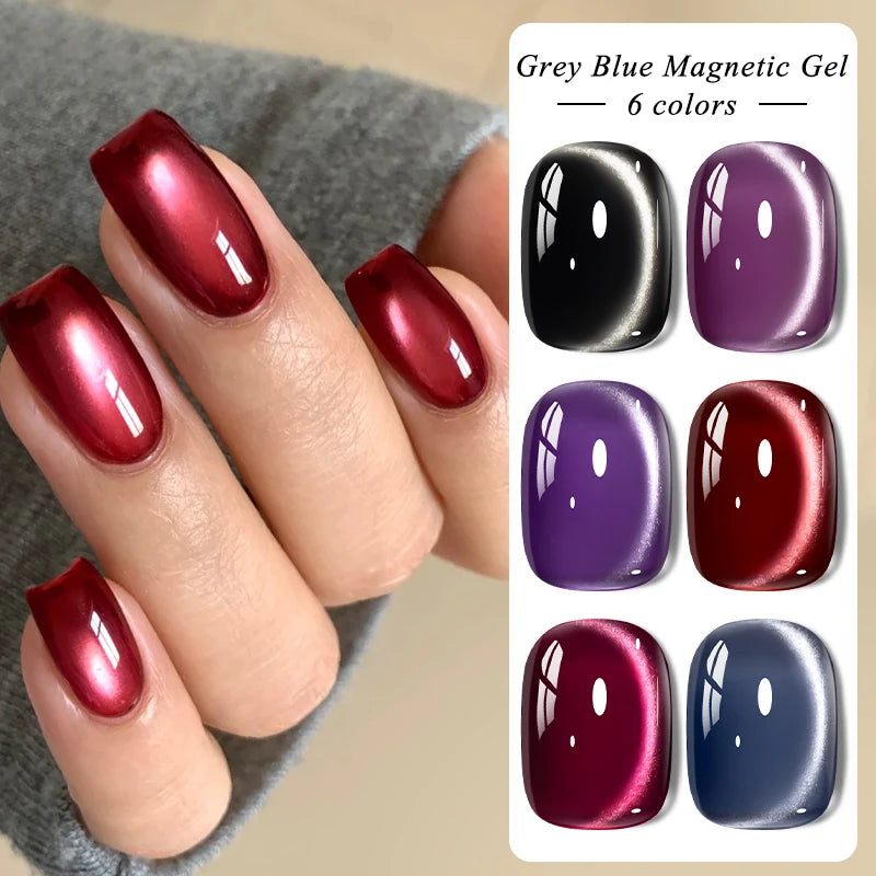 7 ml Esmalte de uñas en gel ojo de gato magnético Moonlight Gris Azul Rojo Negro Otoño e Invierno Uñas Ultra Brillantes Remojar Gel UV Arte de uñas