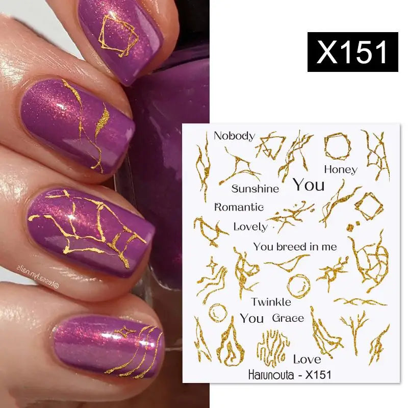 Black Lines Flower Leaf Water Decals Stickers