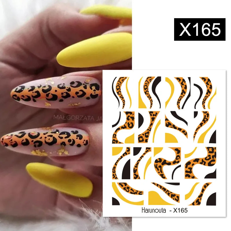 Black Lines Flower Leaf Water Decals Stickers