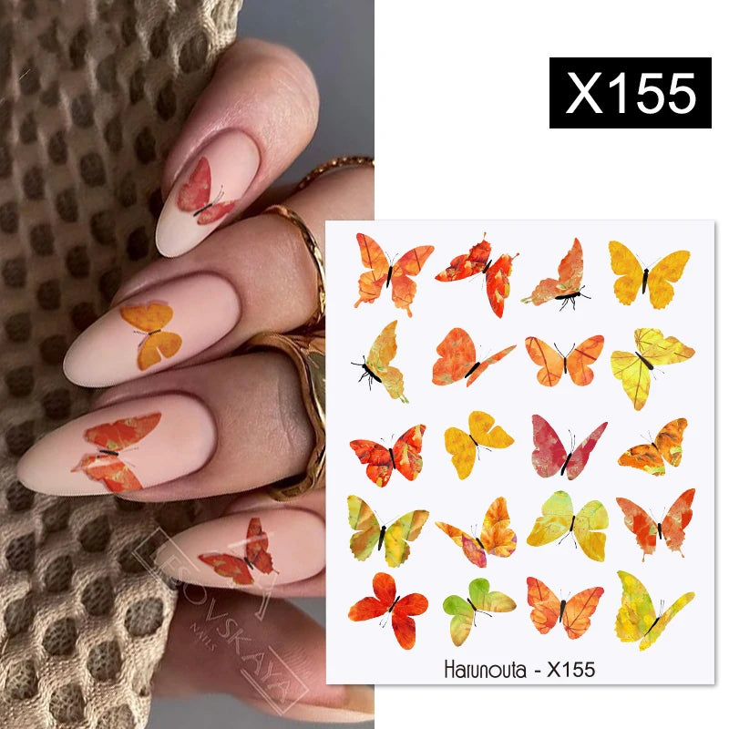 Black Lines Flower Leaf Water Decals Stickers