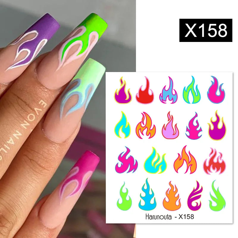Black Lines Flower Leaf Water Decals Stickers