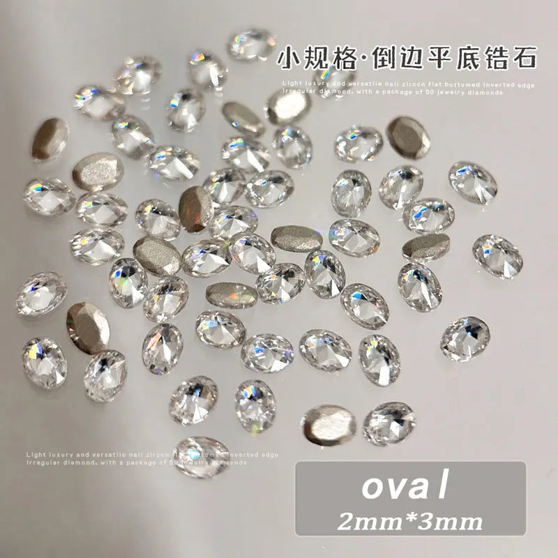100 unidades Brillantes de Zircón con Diamantes de Imitación para Uñas, 1.5*3mm Mini Gemas Romboidales de Parte Trasera Plana para Decoración de Uñas, Artesanía y Diamantes GT5
