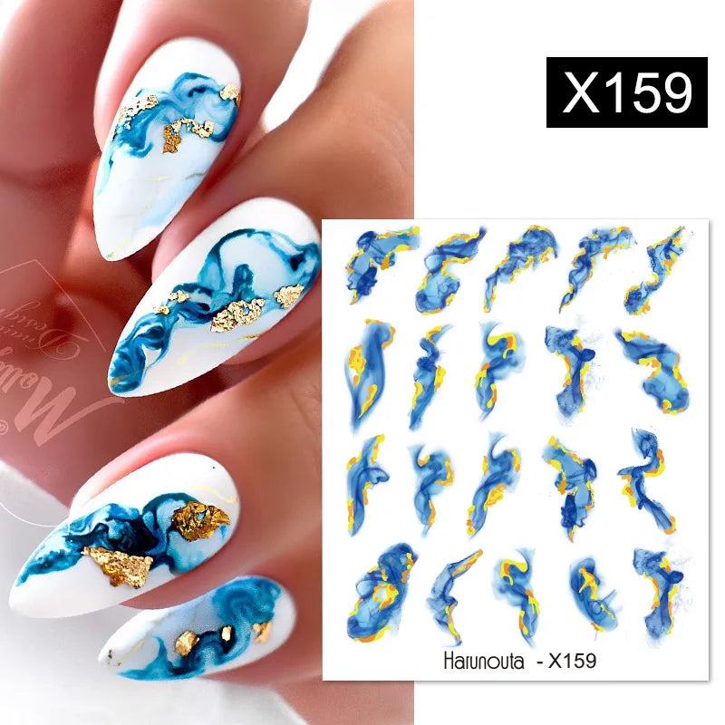 Black Lines Flower Leaf Water Decals Stickers