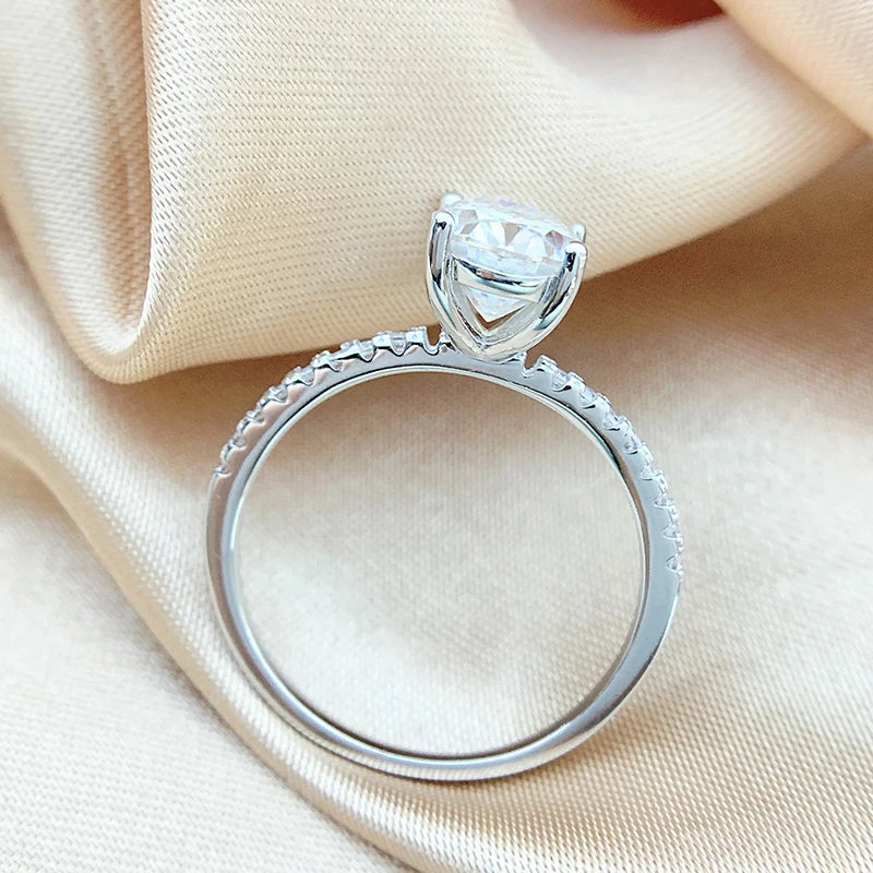 Anillos de moissanita con corte ovalado Smyoue de 1, 2 y 3 quilates, color D, para mujer, banda de boda de diamantes de laboratorio, joyería de plata esterlina 925