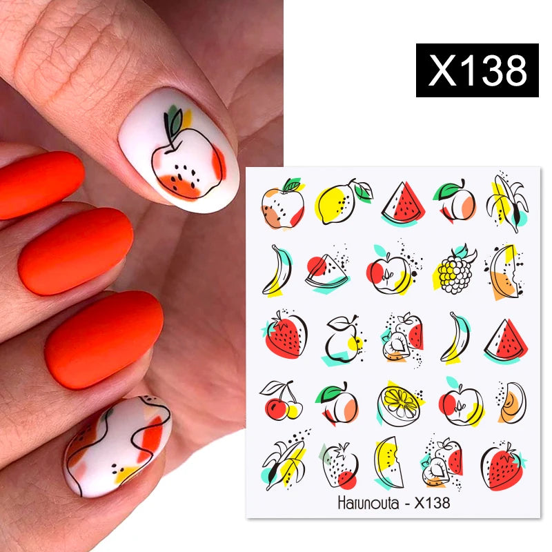 Black Lines Flower Leaf Water Decals Stickers