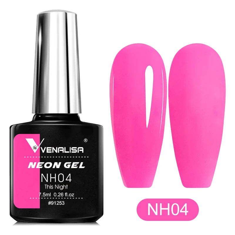 Esmalte en gel neón Venalisa de 7,5 ml, sin TPO, para uñas de verano, color neón, semipermanente, para remover con remojo, esmalte en gel UV LED para uñas.