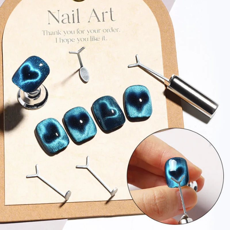 Juego de imanes Cat Eye para uñas, imán 3D con forma de corazón para crear diseños de corazón en uñas, herramientas y accesorios para manicura