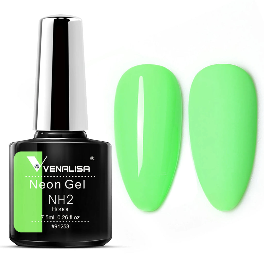 Esmalte en gel neón Venalisa de 7,5 ml, sin TPO, para uñas de verano, color neón, semipermanente, para remover con remojo, esmalte en gel UV LED para uñas.