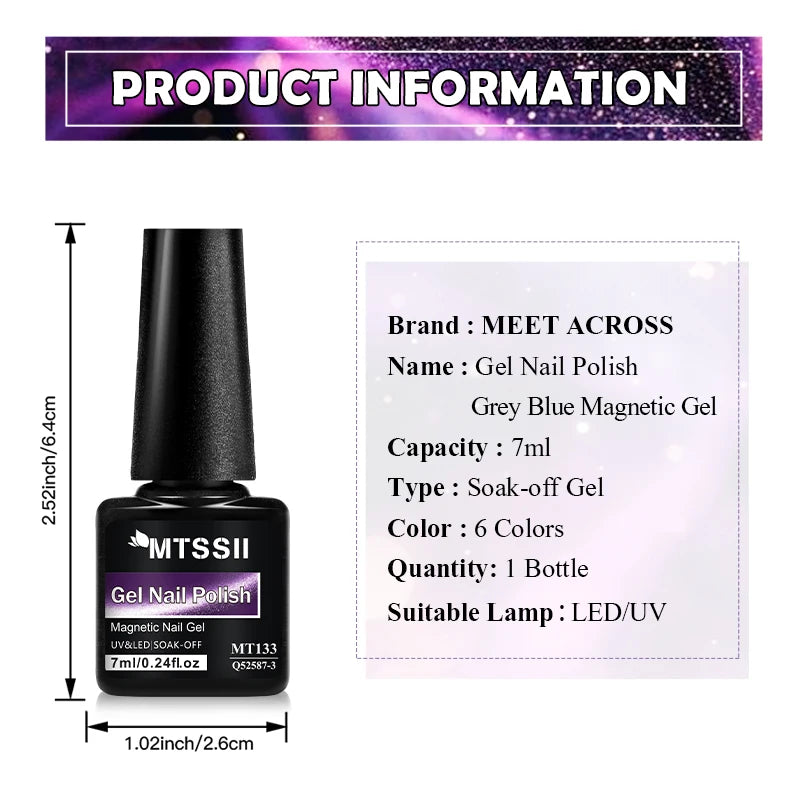 7 ml Esmalte de uñas en gel ojo de gato magnético Moonlight Gris Azul Rojo Negro Otoño e Invierno Uñas Ultra Brillantes Remojar Gel UV Arte de uñas