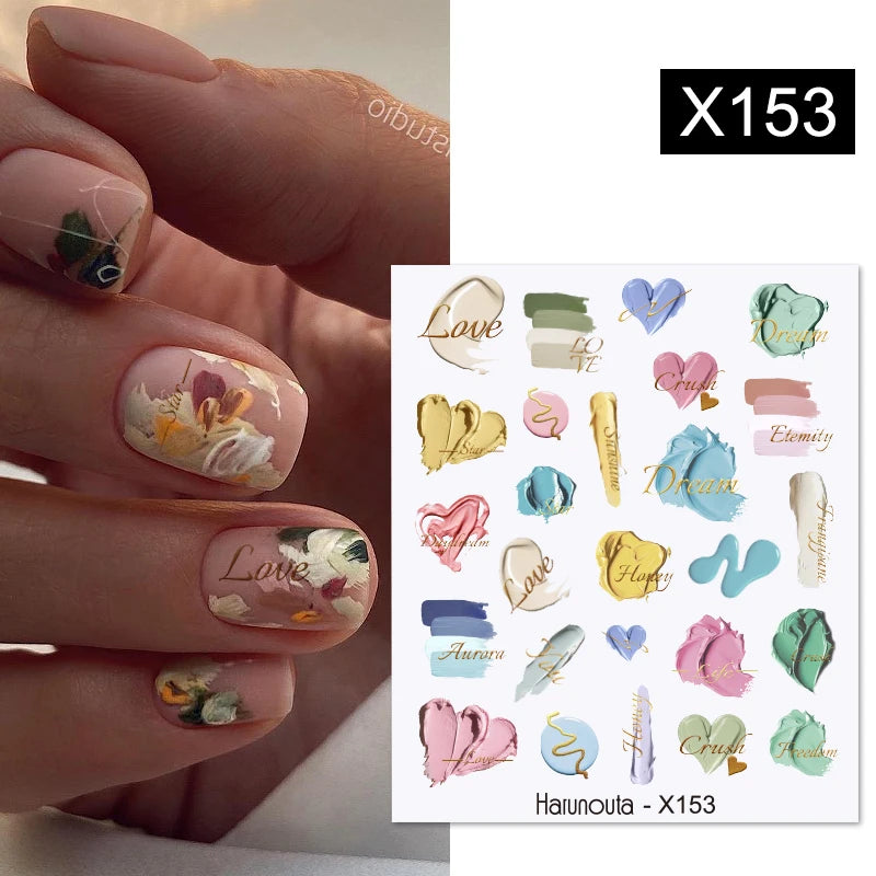 Black Lines Flower Leaf Water Decals Stickers
