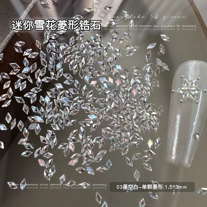 100 unidades Brillantes de Zircón con Diamantes de Imitación para Uñas, 1.5*3mm Mini Gemas Romboidales de Parte Trasera Plana para Decoración de Uñas, Artesanía y Diamantes GT5