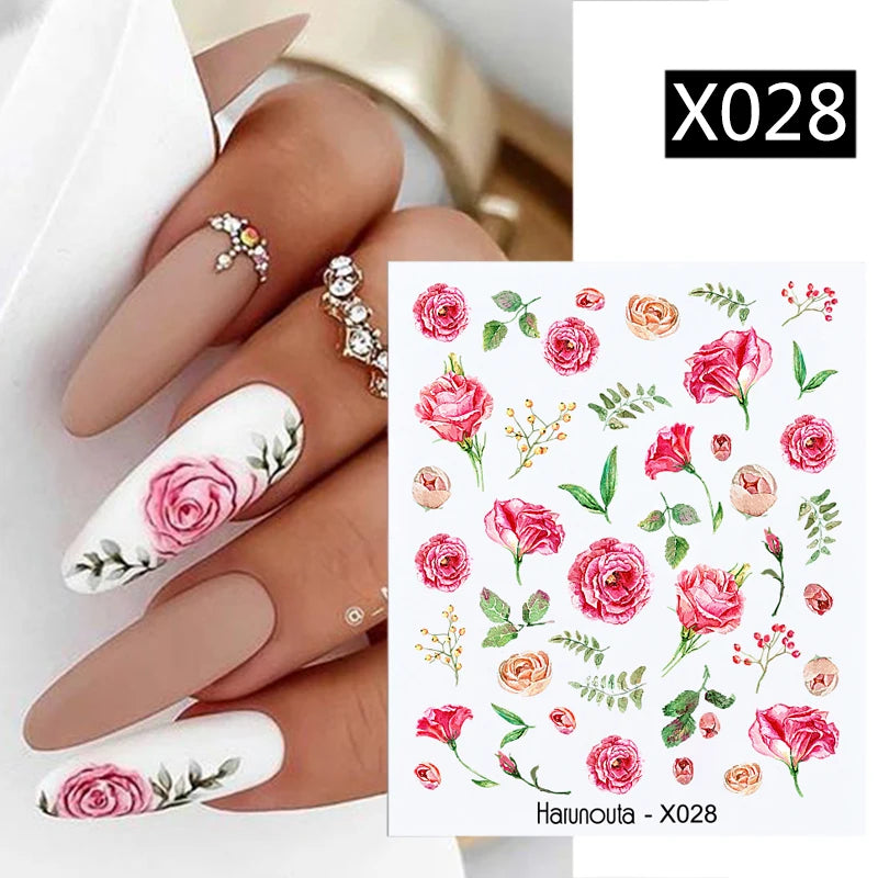 Black Lines Flower Leaf Water Decals Stickers