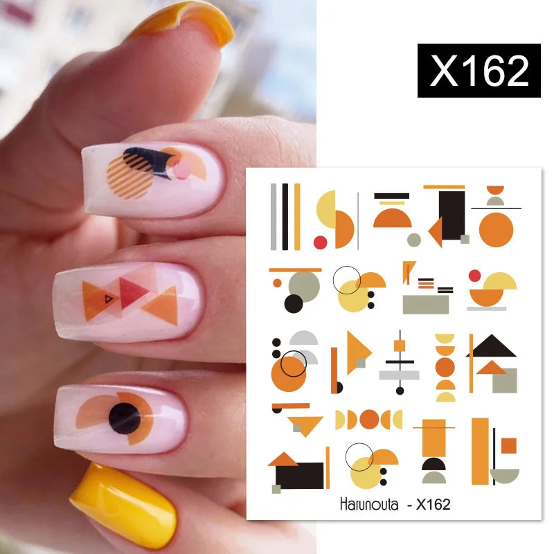 Black Lines Flower Leaf Water Decals Stickers
