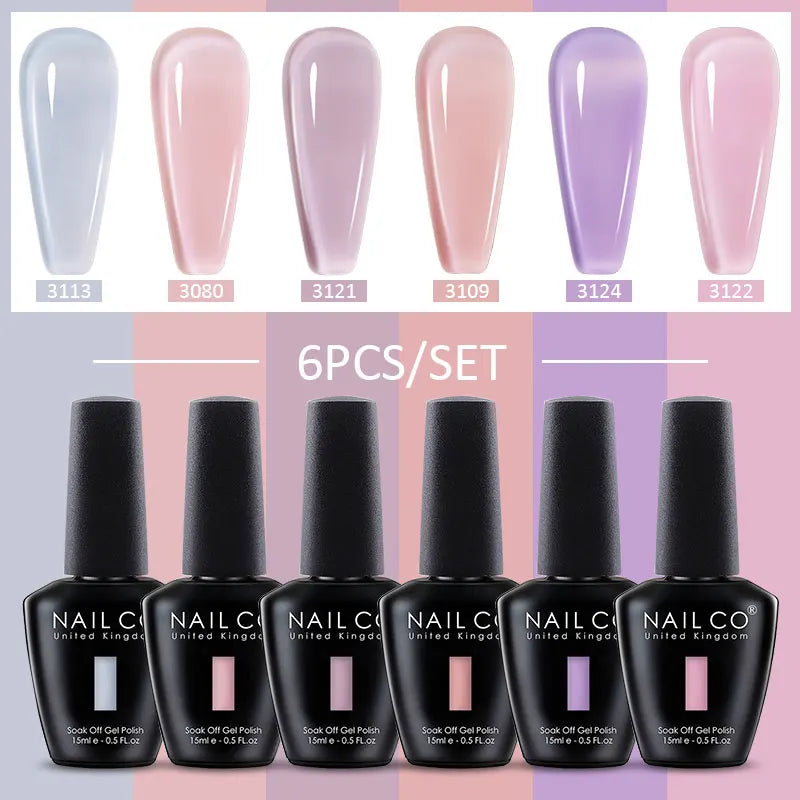 Ice Transparent Jelly Nail Gel Polish Set