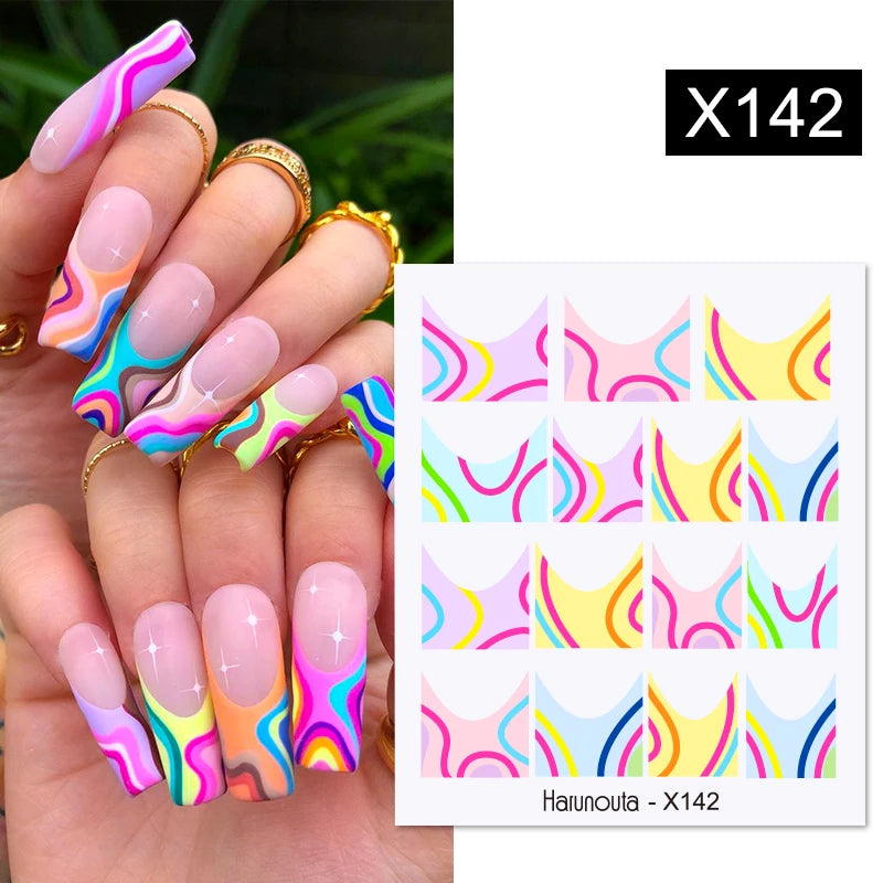Black Lines Flower Leaf Water Decals Stickers
