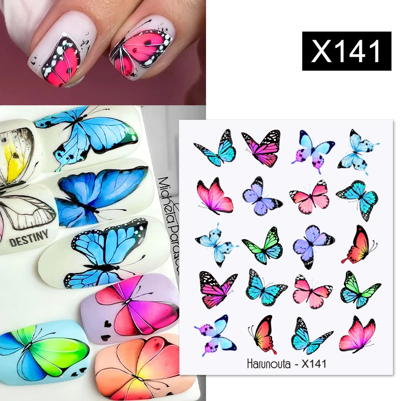 Black Lines Flower Leaf Water Decals Stickers