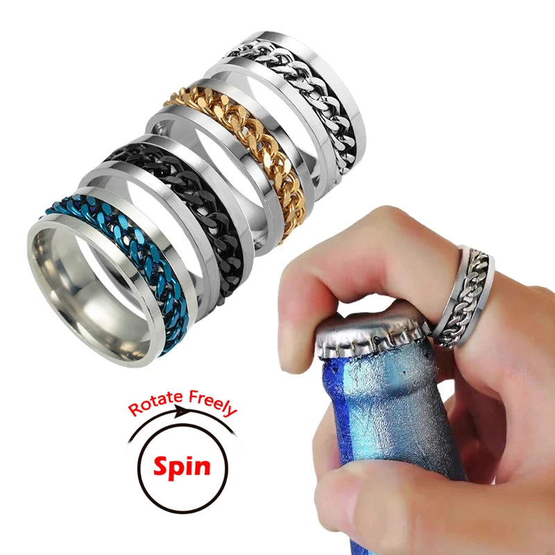 Titanium Steel Rotatable Chain Couple Ring