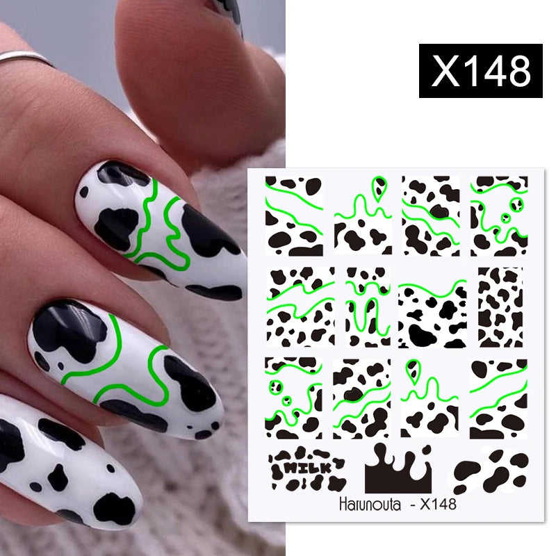 Black Lines Flower Leaf Water Decals Stickers
