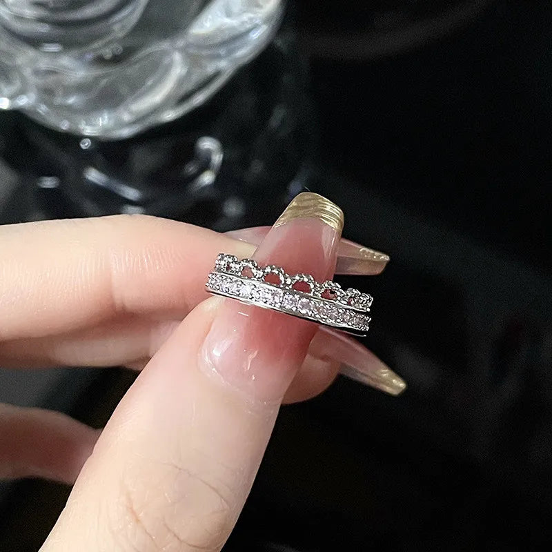 Anillos de corazón irregulares de cristal rosa vintage