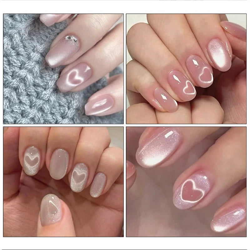 Juego de imanes Cat Eye para uñas, imán 3D con forma de corazón para crear diseños de corazón en uñas, herramientas y accesorios para manicura